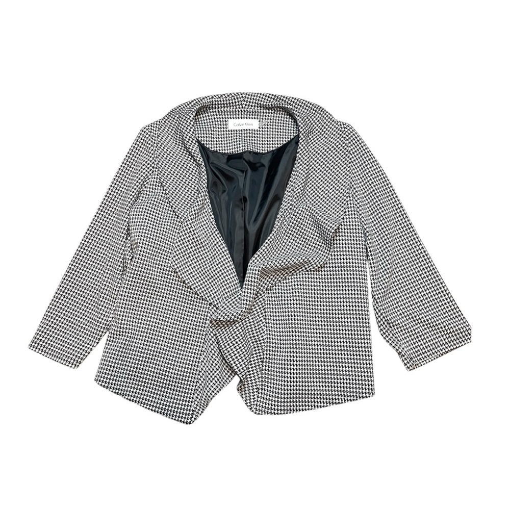 Calvin Klein Black White Jacket Open Front Waterfall Women’s 14